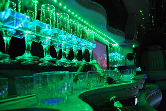 glasses in a limo